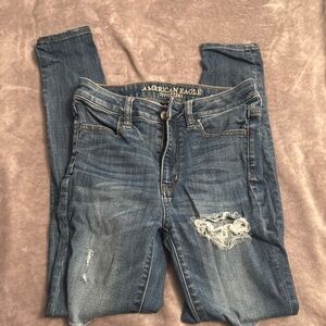 American Eagle Outfitters Blue Skinny Jeans Distressed Style